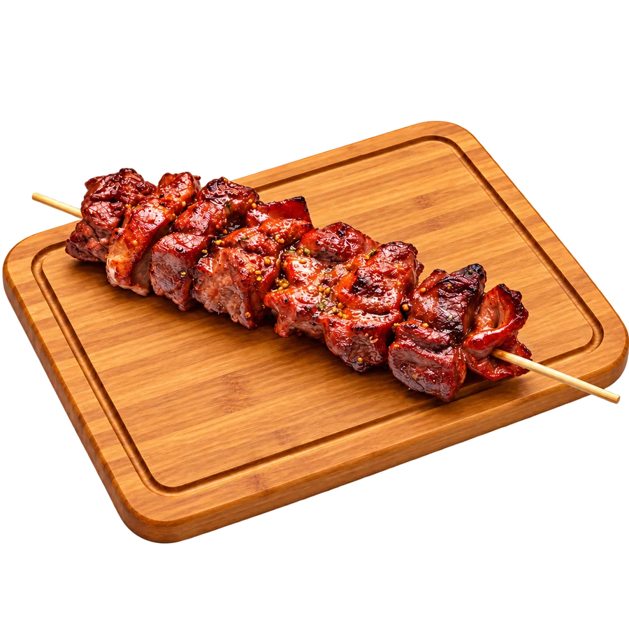 Espetinho de carne assado
